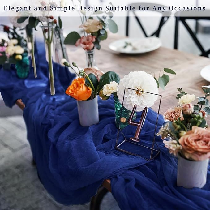 10FT 20 Pack Royal Blue Cheesecloth Table Runner 20 x 120 Inch Long Rustic Gauze Cheese Cloth Table Runner for Wedding Bridal Baby Shower Table Decorations Boho Fabric Sheer Birthday Party Table Decor-Ruum Studio Home