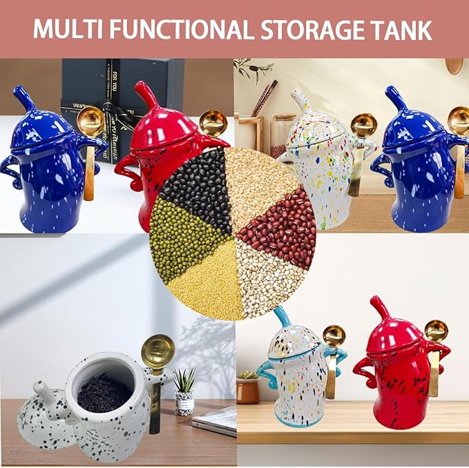 Ceramic Kitchen Canister with Silicone Seal Lid,Modern Elegant Design Airtight Lid Storage Food Jar Canister for Kitchen Sugar Coffee Tea Spice or More (White)-Ruum Studio Home