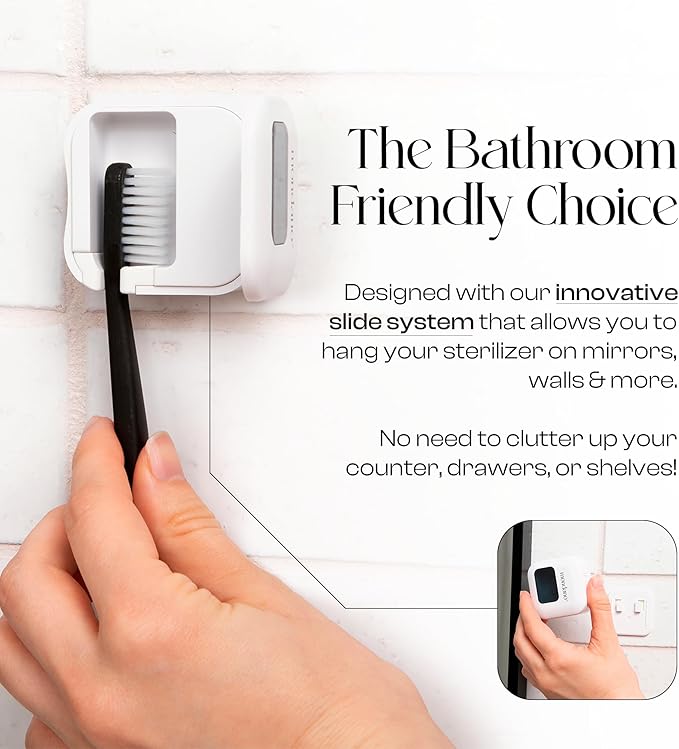 Mondano UV-C Toothbrush Sanitizer and Holder, Toothbrush Case - Manual/Electric Toothbrush Cover for Any Toothbrush Head - Rechargeable Toothbrush Travel Case, Tooth Brush Cover Cap for Home-Ruum Studio Home