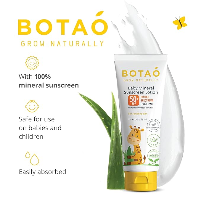 Baby 100% mineral Zinc Oxide baby sunscreen – safe natural sunblock lotion for babies: SPF50 Broad Spectrum UVA UVB,For sensitive skin Baby Face Body Protection, Sunblock Cream 2.5 Oz-Ruum Studio Home