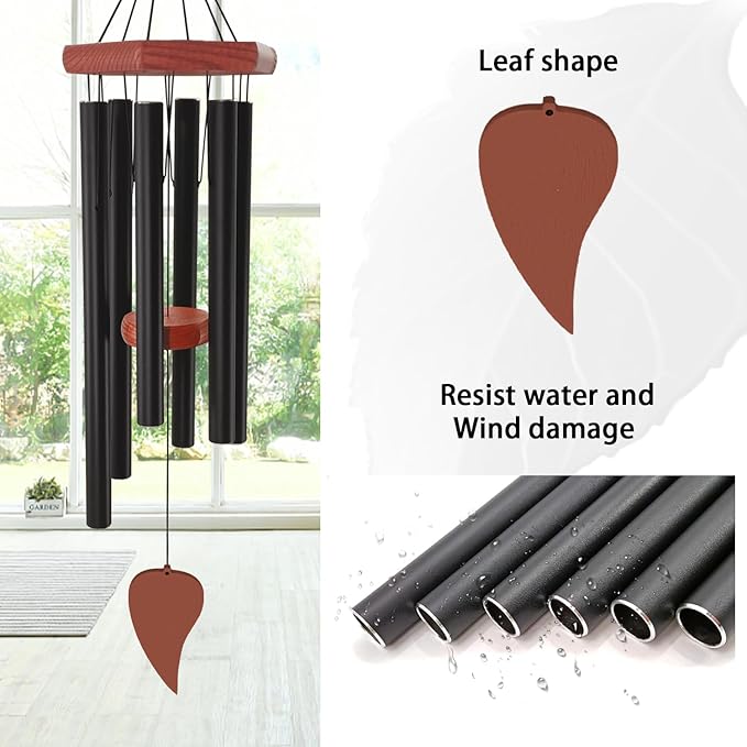 Wind Chimes for Outside, Memorial Wind Chimes with 6 Long Metal Tubes, Sympathy Wind Chime with Sound, Perfect for Garden, Patio and Yard-Ruum Studio Home