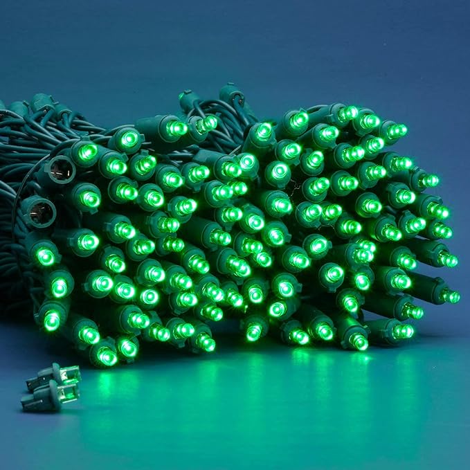 200 Count Green Wide Angle LED Christmas Lights, 66 ft Green Wire UL Certified Commercial Grade 5mm Holiday String Light Set (Green)-Ruum Studio Home