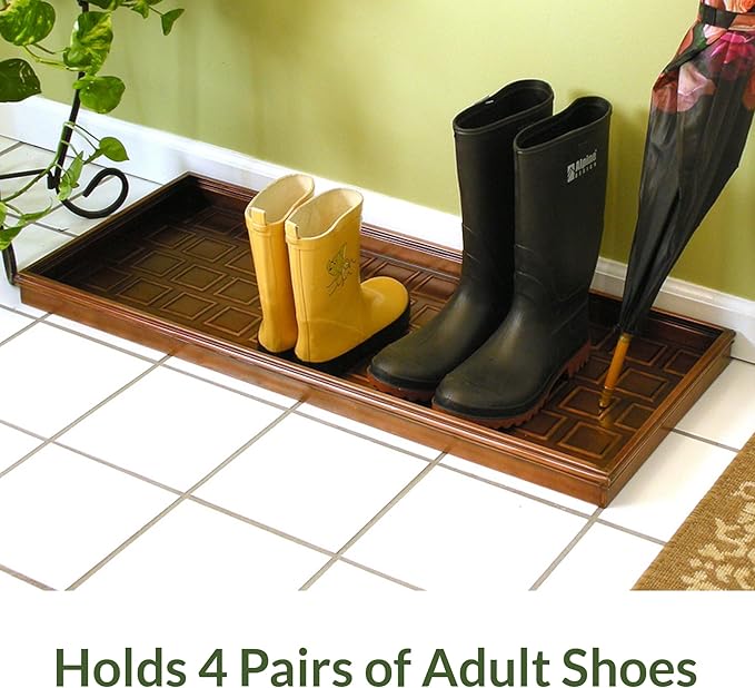 Good Directions Large Boot Tray, Squares Multi-Purpose All Weather Decorative Boot Tray, Shoes, Plants, Garage, Patio Door, Pet Bowls, 34 inch Entry Indoor Shoe Tray, Copper Finish-Ruum Studio Home