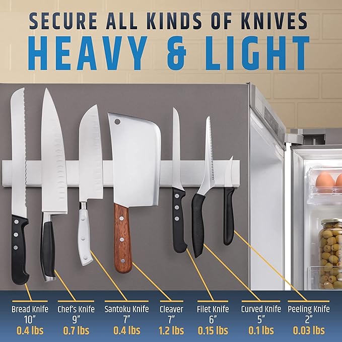 Premium Magnetic Knife Holder for Refrigerator that Doesn't Slide – 17 Inch Professional Double Sided Knife Strip for Fridge - Knife Rack/Knife Bar With Powerful Magnetic Pull Force (Upgraded Version)-Ruum Studio Home