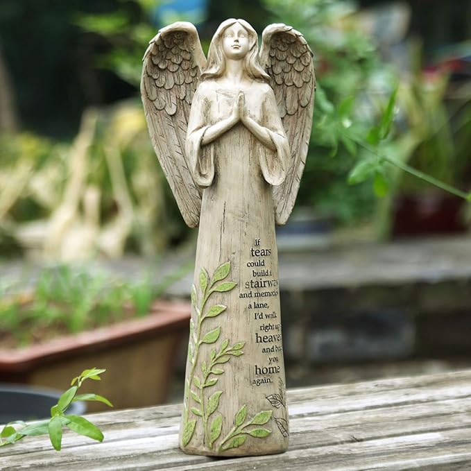 Topadorn Resin Statue Praying Angel Resin Figurines,Collectible Sculptures for Decorative,14" H-Ruum Studio Home