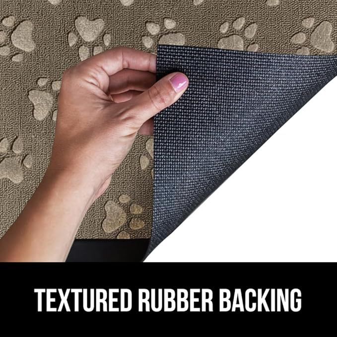GORILLA GRIP 100% Waterproof All-Season WeatherMax Doormat 35x23, US Designed Natural Rubber, Stain and Fade Resistant, Low Profile Indoor Outdoor Door Mats, Easy Clean Patio Mat, Tan Pawprints-Ruum Studio Home