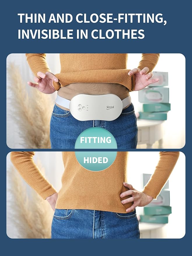 Slimpal Portable Heating Pad for Period Cramps, Electric Cordless Heating Pad for Menstrual Cramps Relief, 3 Timer Auto Off Setting, Wearable Heat Pad Belt Gifts for Her Women Girl Wife, Beige-Ruum Studio Home