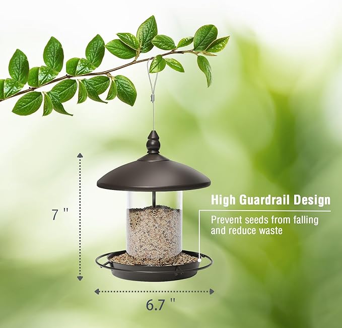 Metal Roof Bird Feeder - Chew Proof for Outdoor Hanging Wild Bird Seeds. Bronze-Ruum Studio Home