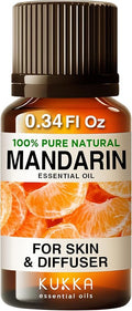 Kukka Mandarin Essential Oil for Diffuser Skin - 0.34 Fl Oz - 100% Pure Natural, Fresh & Citrusy Scent for Aromatherapy,Candle, Bath Bomb & Soap Making Scent DIY-Ruum Studio Home