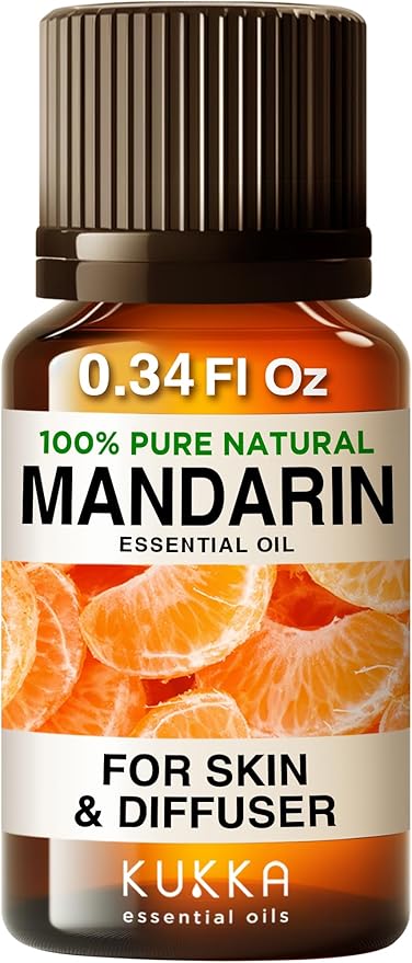 Kukka Mandarin Essential Oil for Diffuser Skin - 0.34 Fl Oz - 100% Pure Natural, Fresh & Citrusy Scent for Aromatherapy,Candle, Bath Bomb & Soap Making Scent DIY-Ruum Studio Home