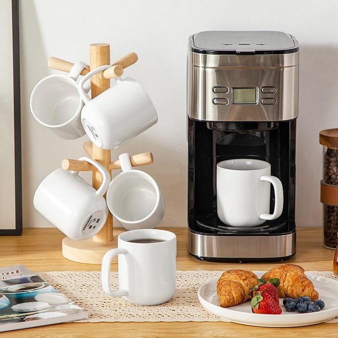 vancasso Porcelain Coffee Mugs Set, 12 oz Ceramic Coffee Cups for Latte Hot Tea Cappuccino Cocoa Milk Cups Set of 6, Dishwasher & Microwave Safe, White-Ruum Studio Home