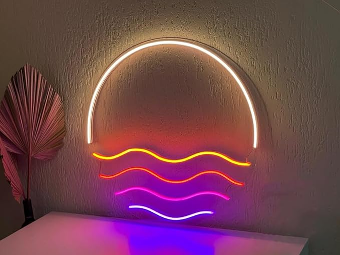 LED Decorative Lights USB Mountains Sunrise Sunset Led Neon Signs Home Decoration Wall Art Holiday Gift Brightness Adjustable 15''x15''-Ruum Studio Home