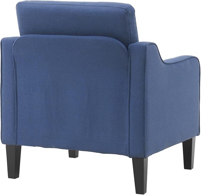 VINGLI Mid Century Modern Accent Chair, Navy Blue Fabric Accent Chairs for Living Room, Upholstered Armchair with Scooped Arms for Bedroom, Apartment, Studio, Office, Waiting Room-Ruum Studio Home