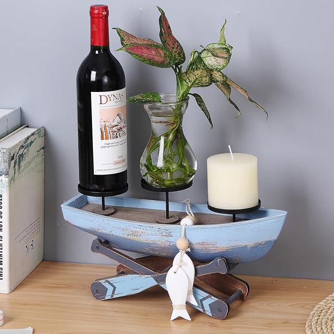 Nautical Votive Candle Holder, Ocean Themed Farmhouse Boat Candle - Marine Beach Style Handmade Decor for Home, Office, Housewarming Gifts-Ruum Studio Home