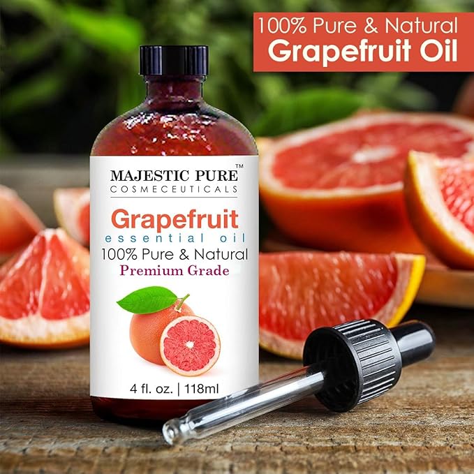 Majestic Pure Grapefruit Essential Oil with Glass Dropper - Huge 4 Fl Oz - 100% Pure and Natural Grapefruit Oil - Premium Grade Essential Oils for Diffuser, Aromatherapy, Soap and Candle Making-Ruum Studio Home