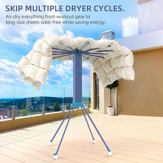 Clothes Drying Rack Foldable & Collapsible Drying Racks with 4-Leg Octopus Design, Large Capacity Space Saving Indoor Drying Rack for Bedroom,Balcony,Laundry for Indoor/Outdoor Use(Grey & Green)-Ruum Studio Home