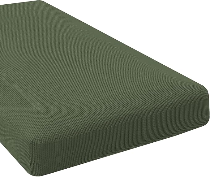 H.VERSAILTEX Super Stretch Individual Chaise Cover Sectional Couch Covers for L Shaped Sofa Both Left/Right Featuring Thick Jacquard Textured Twill Fabric (1 Piece Chaise Cover, Bronze Green)-Ruum Studio Home