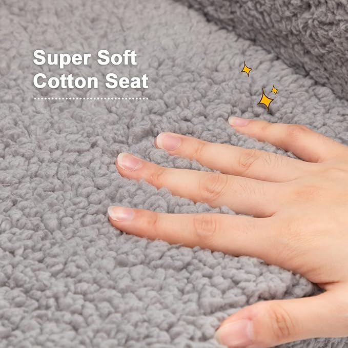 ALIMORDEN Kids Ultra-Soft Snuggle Foam Filled Chair, Toddler Cuddly Sherpa Reading Couch for Boys and Girls, Grey-Ruum Studio Home