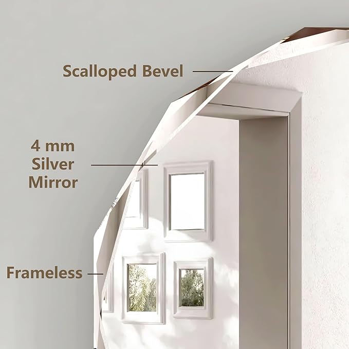 Bathroom Mirrors for Over Sink, Round Frameless Mirrors for Wall, 24x24 Inch Beveled Bathroom Mirror, Bathroom Vanity Circle Mirror for Bedroom Living Room Entryway Home Decor-Ruum Studio Home