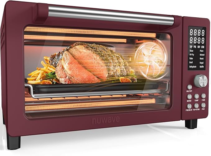 Nuwave Bravo Pro Smart Air Fryer Toaster Oven Combo, 12-in-1 Functions with Quicker & Even Crisp Technology, 1800W, 50-450°F, PFAS-Free, 21QT, Cinnamon-Ruum Studio Home