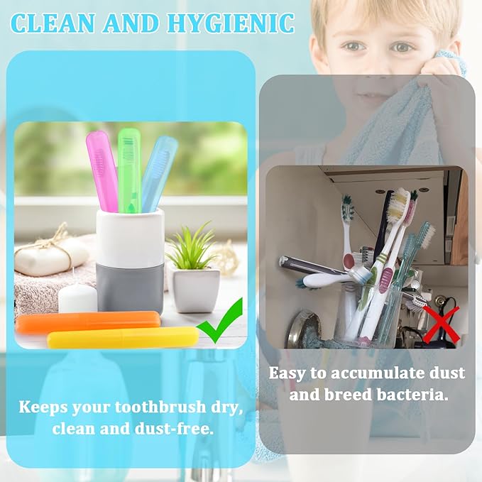 SIKEMAY 100 PCS Toothbrush Holder Bulk, Toothbrush Case Cover, Portable Plastic Dust Proof Breathable, Holder for Travel, Bathroom, Indoor, Outdoor, Trip, Camping, School-Ruum Studio Home