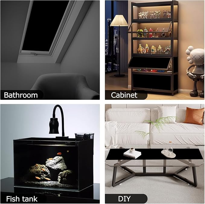 HIDBEA Mirror Blackout Window Film,100% Light Blocking Room Darkening Window Privacy Film,Mirror Glass Window Film Heat Control, Removable Window Cover Tint for Day Sleep (Mirror Black,17.7in x 6.5ft)-Ruum Studio Home