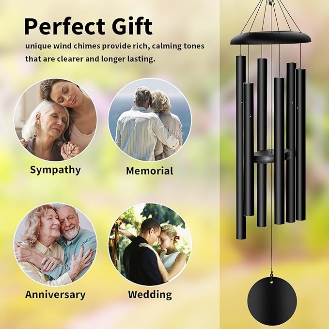 Wind Chimes Outdoor, 38'' Large Memorial Wind Chimes for Outside Deep Tone, Wind Chime Gifts for Garden Hanging Decor, Sympathy Gift-Ruum Studio Home