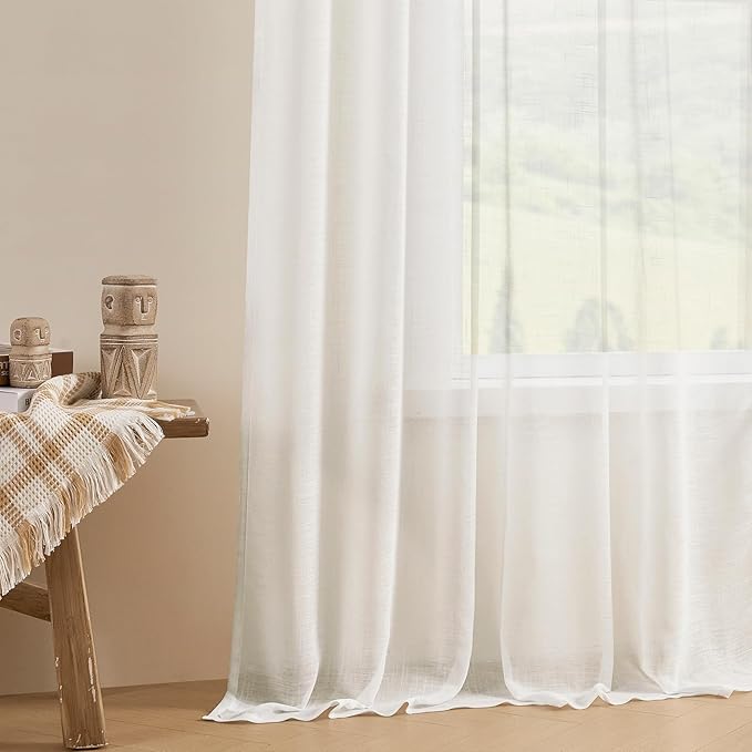 Joydeco Sheer Curtains 108 Inches Long, Cream Curtains for Living Room 2 Panels Set, Ivory Curtains Window Privacy Assured with Light Filtering(W52 x L108 Inch,Ivory)-Ruum Studio Home