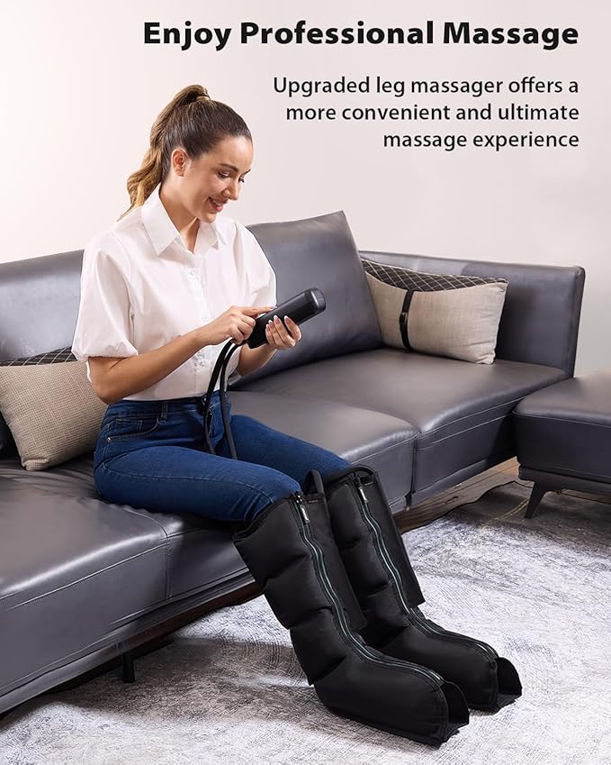 CINCOM Leg Massager for Circulation and Pain Relief, Air Compression Massager for Foot and Leg Helpful for Lymphedema Edema Restless and Relaxation Birthday Gift for Women Men-Ruum Studio Home