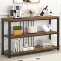 FOLUBAN Industrial Console Table, 3 Tier Entryway Table, Sofa Foyer Table for Living Room Hallway Behind Couch, Rustic Brown-Ruum Studio Home