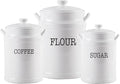 Ceramic Canister Set with Airtight Lids - 3-Piece Kitchen Storage for Flour, Sugar, Coffee, Tea & Spices - Modern Countertop Decor-Ruum Studio Home