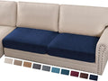 PrinceDeco Velvet Couch Cushion Cover Soft Stretch Cushion Slipcover for Chair Loveseat Sofa Cushion Furniture Protector Seat Cushion Sofa Cover (2 Piece Large Sofa Cushion Covers, Navy)-Ruum Studio Home