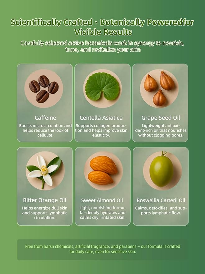 Body Oil & Massage Oil, Body Firming Oil for Cellulite, Lymphatic Drainage, Skin Tightening & Stretch Marks, Massage Oil for Massage Therapy for Leg, Hip, Arm & Belly, Daily or After Shower Use-Ruum Studio Home