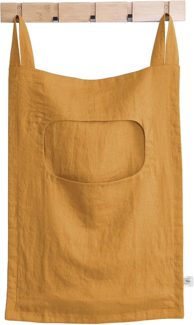 Amazhiyu 100% Linen Door Hanging Laundry Hamper Bag, 19x27 Inches Yellow-Ruum Studio Home