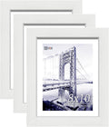 VCK 8x10 Picture Frames Set of 3, White Solid Wood Picture Frame, Textured Exclusive Wall Gallery Frame-Ruum Studio Home