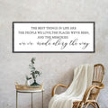 The Best Things in Life Wall Decor Sign 32 x 12 Inch Memories Inspirational Quotes Wood Framed Family Entryway Living Room Home Wall Art for Farmhouse Bedroom Room (Black)-Ruum Studio Home