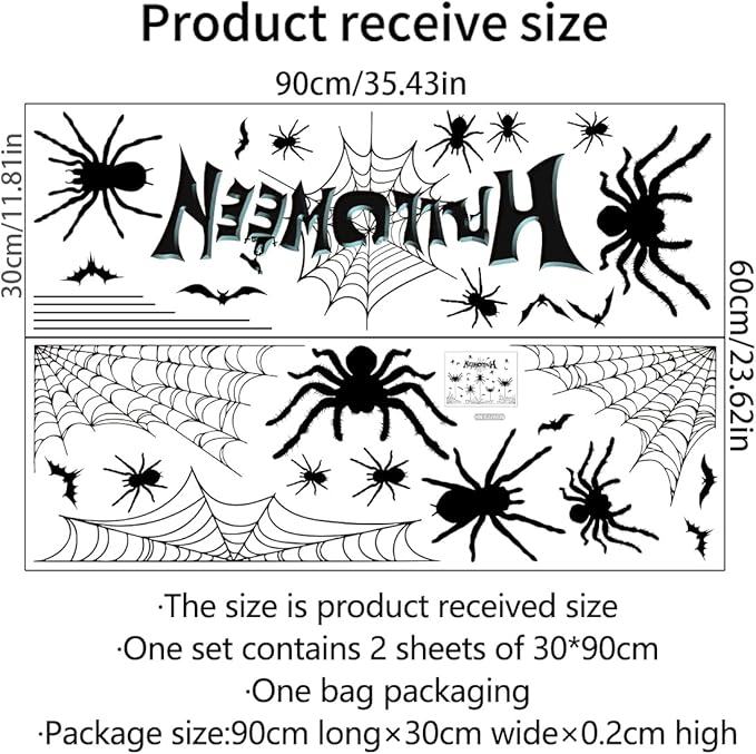 Halloween Spider Web Bat Patterns Wall Decals - Peel and Stick Removable Stickers for Scary Theme Party Decorations-Ruum Studio Home