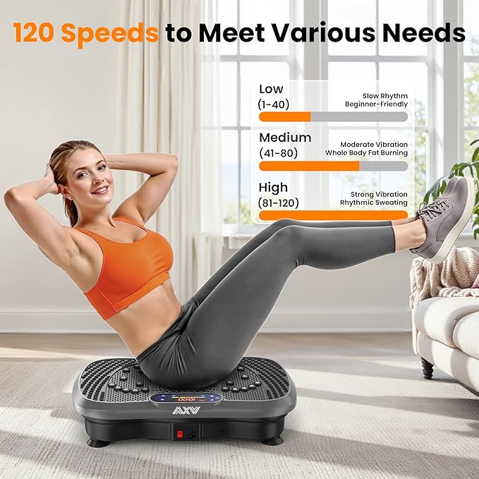 AXV Vibration Plate Fitness Platform Exercise Machine Vibrating Lymphatic Drainage Shaking Full Body Shaker Workout Vibrate Stand Shake Board Sport Gym for Weight Loss Fat Burner for Women Men-Ruum Studio Home