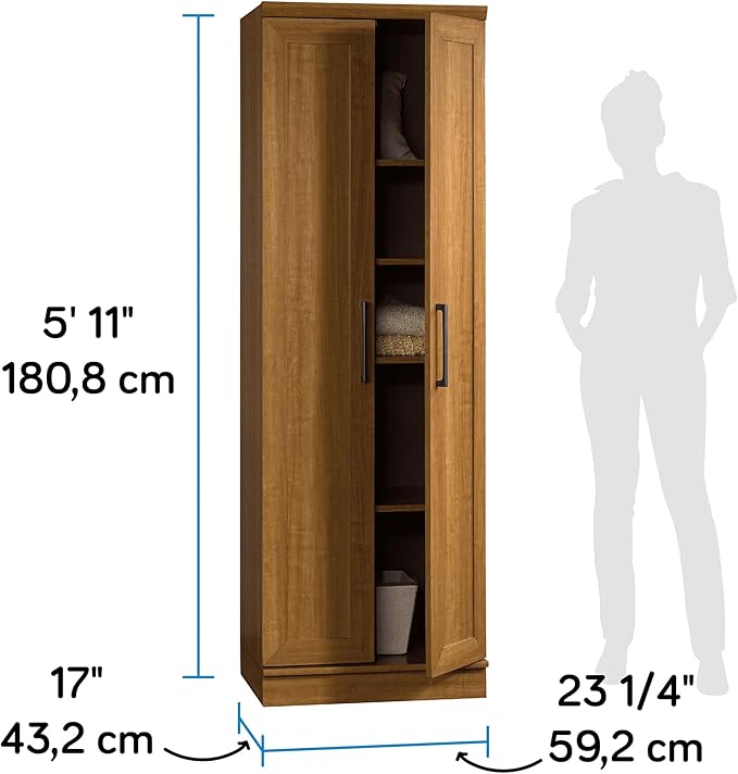 Sauder HomePlus Storage Pantry cabinets, ‎L: 23.25" x W: 17" x H: 71.18", Sienna Oak-Ruum Studio Home