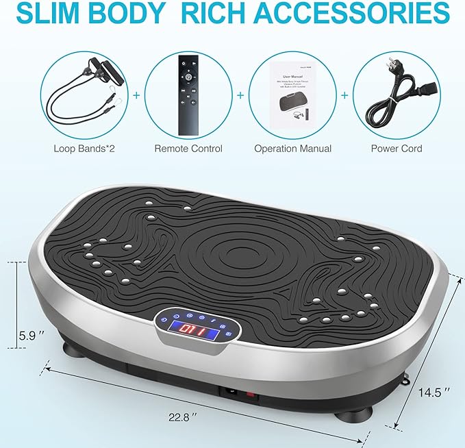 AXV Vibration Plate Exercise Machine Whole Body Workout Power Vibrate Fitness Platform Vibrating Machine Exercise Board for Weight Loss Shaping Toning Wellness Home Gyms Workout-Ruum Studio Home