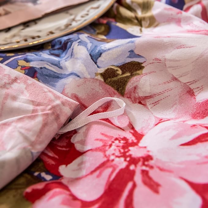 ABREEZE Colorful Floral Duvet Cover Queen 100% Cotton Flower Duvet Cover 3 Piece Set 1 Multi-Colored Damask Paisley Duvet Cover with Zipper Ties 2 Pillowcases Luxury Soft Peony Print Bedding Set-Ruum Studio Home