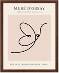 Poster Master Vintage Poster - Retro One Line Butterfly Drawing Print - Butterfly Line Art - Minimal Gift for Him, Her, Animal Lover - Abstract Decor for Home, Office, 8x10 Brown Framed-Ruum Studio Home