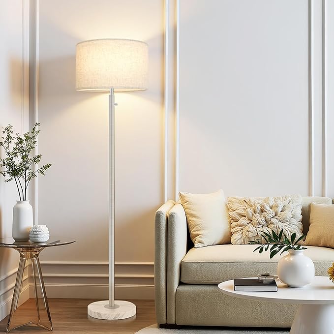 Floor Lamp for Living Room,Dimmable Gold Floor Lamp,Modern Standing Lamp with Marble Base,Tall Standing Lamp for Bedroom, Reading,Office & Kids' Room,LED Bulb Included(Brown)-Ruum Studio Home