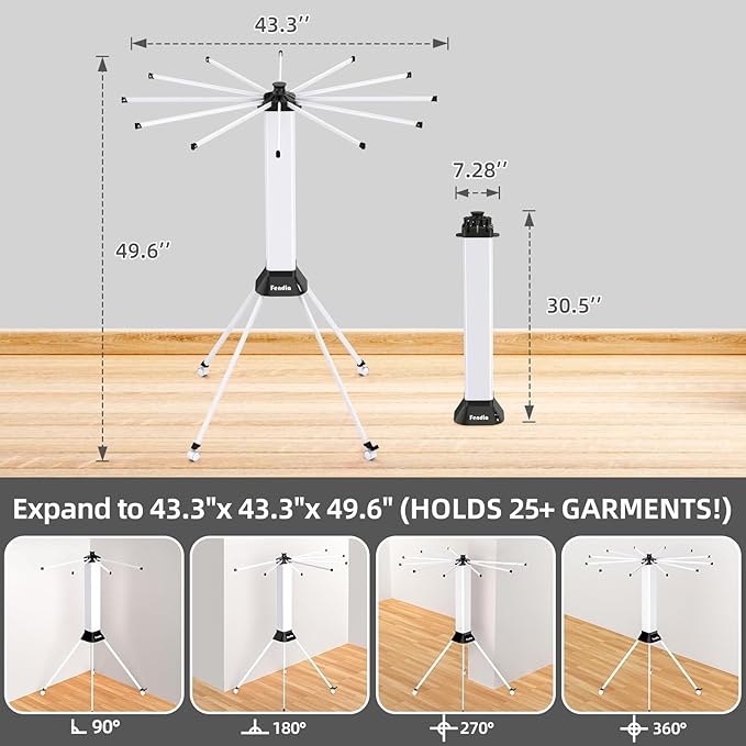 Clothes Drying Rack Foldable & Collapsible Drying Racks with 4-Leg Octopus Design, Large Capacity Space Saving Indoor Drying Rack for Bedroom,Balcony,Laundry for Indoor/Outdoor Use (White)-Ruum Studio Home