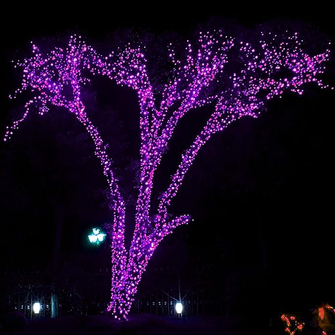 DAZZLE BRIGHT Halloween 300 LED String Lights, 100FT Connectable String Lights with 8 Lighting Modes, Halloween Decorations for Party Carnival Supplies, Indoor Outdoor Yard Garden Decor (Purple)-Ruum Studio Home