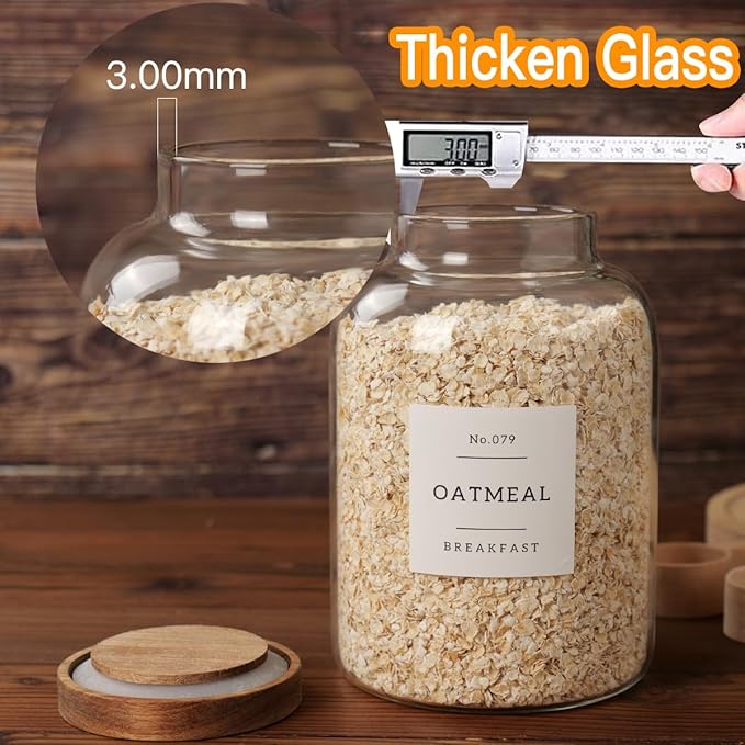 2 PCS Large Glass Jar with Airtight Lid, Glass Food Storage Jars for Tea,Spice,Cereal, Egg,Flour,Coffee and More(70 FL OZ/2000 ml)-Ruum Studio Home