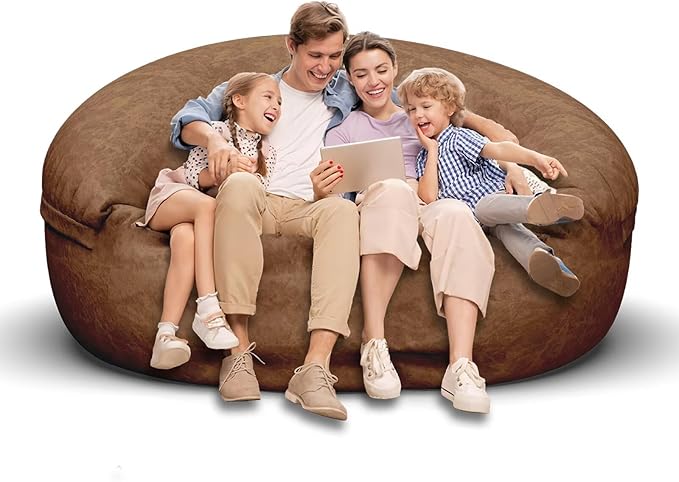 Bean Bag Chair for Adults 6FT,Soft Removable Cover for Teens/Girls Bedroom,Fluffy Giant Round Floor Beanbag Lounger Chairs (No Filler,Deep Coffee)-Ruum Studio Home