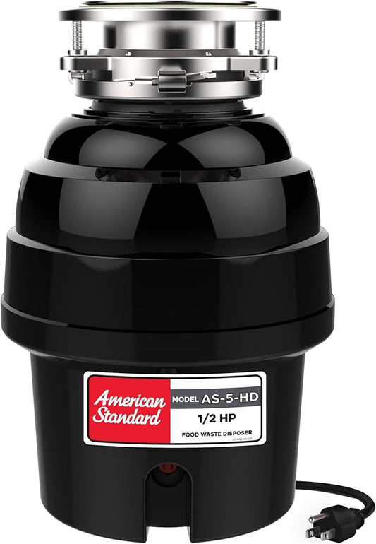 American Standard 10-US-AS-5-HD Garbage Disposal Anti-Jam Stainless Steel Food Waste Grinding System, Heavy Duty, 1/2 HP, Black-Ruum Studio Home