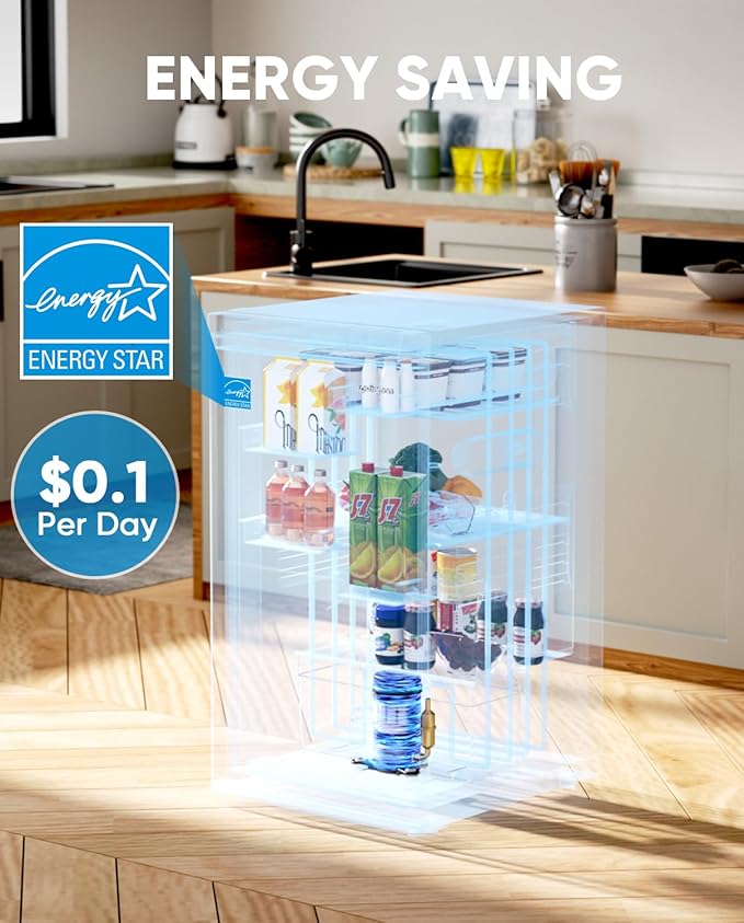 Upstreman 4.4 Cu.Ft Mini Fridge with Freezer, Single Door Mini Refrigerator for Bedroom, Extra Large Capacity, Energy-efficient, Small fridge for Office, Dorm, Kitchen, Black-BR44-Ruum Studio Home