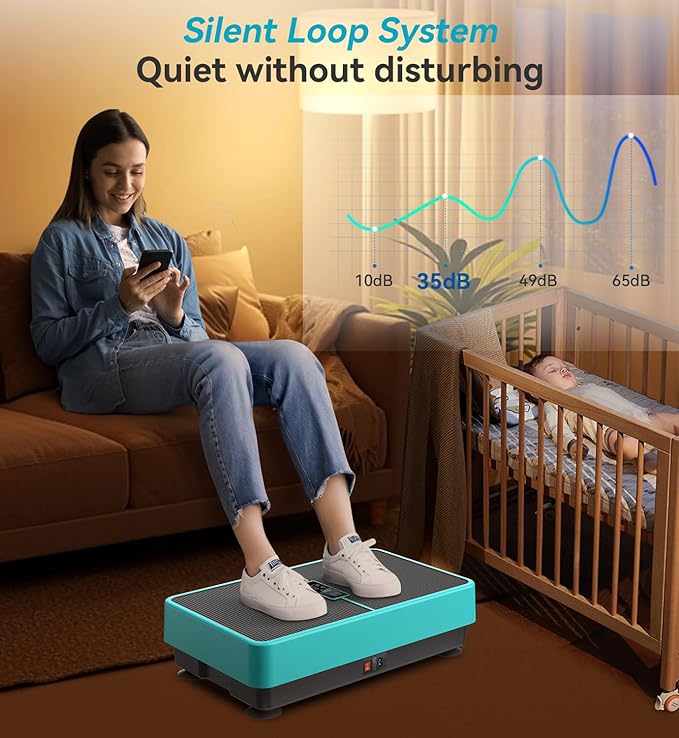 POWET Vibration Plate Exercise Machine for Weight Loss, Woukout & Lymphatic Drainage – Whole Body Vibrating with 99 Speed Levels & 5 Pre-Set Modes – Supports Up to 400lbs, Ideal for Home Use-Ruum Studio Home